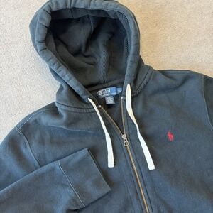 Polo Ralph Lauren Black Zip Up Hoodie Men's Size XL